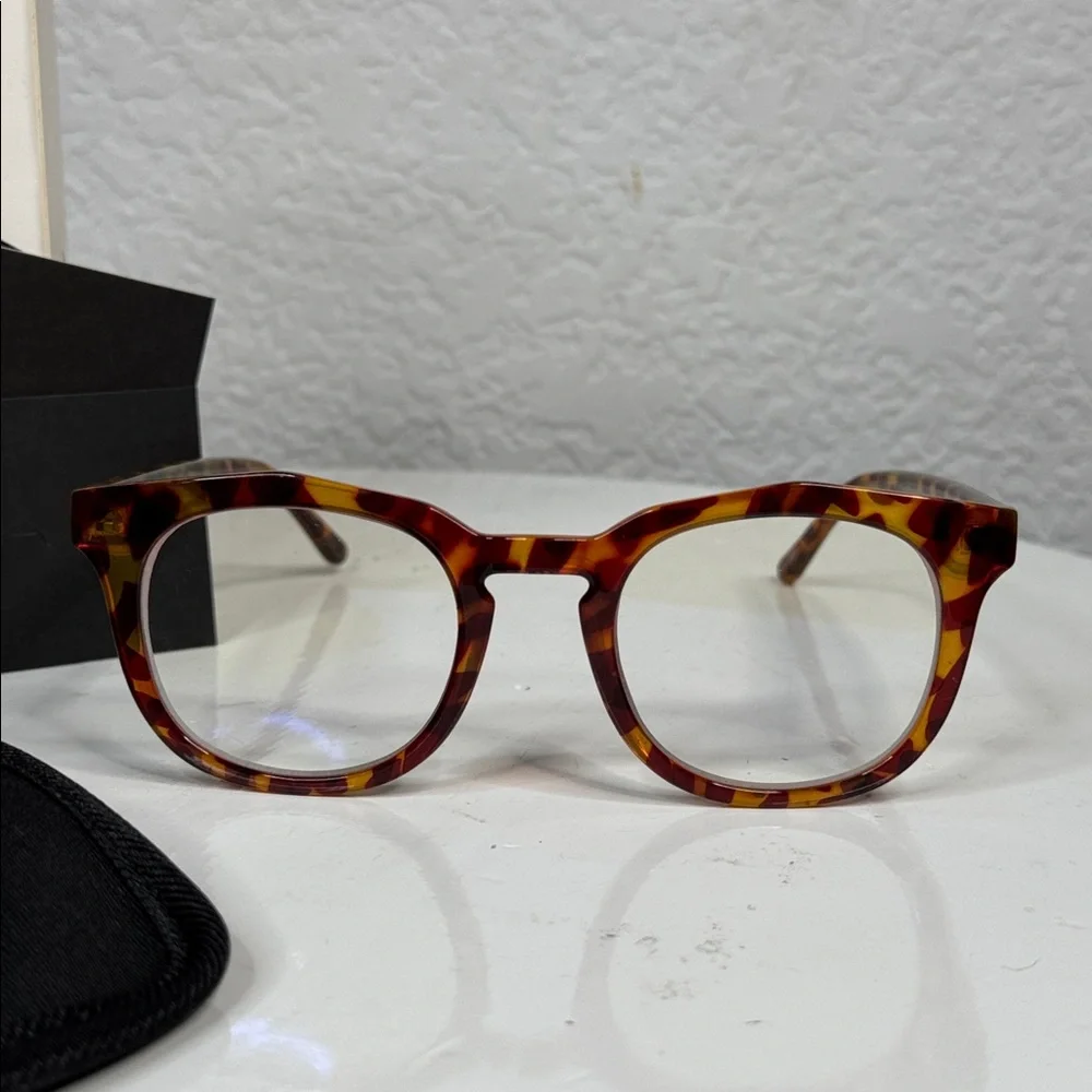 COMPLIMENTS BY DIFF COOPER BLUE LIGHT AMBER TORTOISE FRAME GLASSES **NIB**
